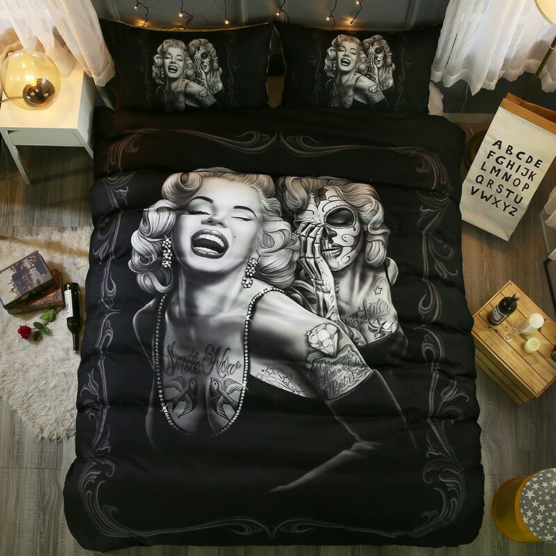 Skull Men Bedding Set Sexy Bedding Sets Luxury Home Bedding Set Bedclothes Bed Linen Set Queen Duvet King Double Home Textile