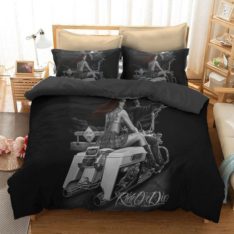 Skull Men Bedding Set Sexy Bedding Sets Luxury Home Bedding Set Bedclothes Bed Linen Set Queen Duvet King Double Home Textile