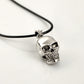 Skull Necklace - Hot Sale Skull Pendant Zinc Alloy Necklaces  Pendants Black Leather Chain Skull Pendant Silver Necklace 19074