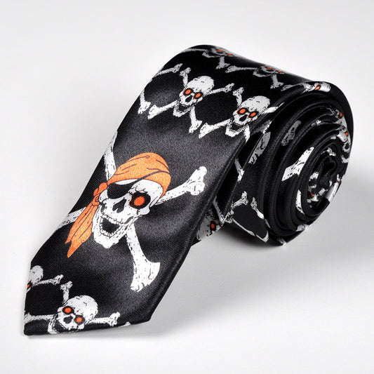 Skull Pattern Party Necktie Mens  Fashion Gravatas Corbatas Student 5cm Casual Printed Neck Tie For Women and Men