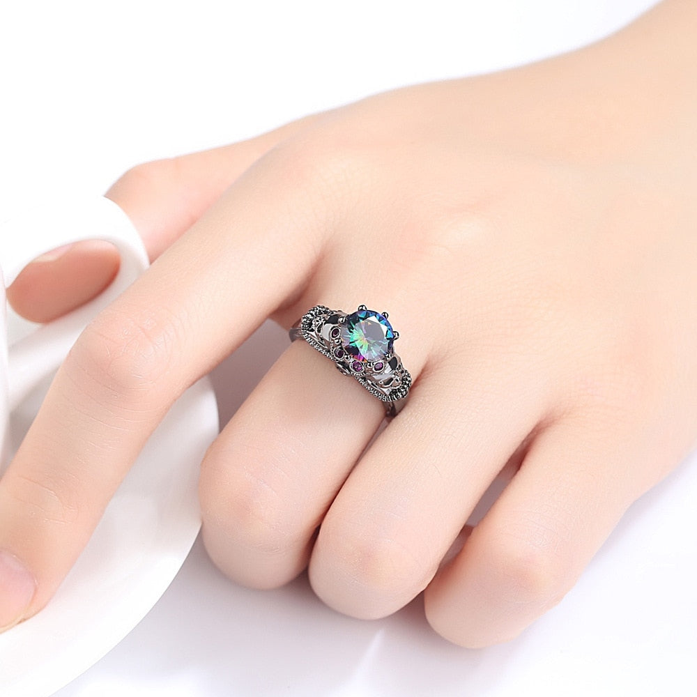 Skull Promise Ring for Women Fashion Jewelry crystal Wedding Engagement Valentine's Day Gift