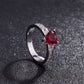 Skull Punk Ring set Women Red Heart Crystal  Rings silver Color Jewelry