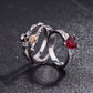 Skull Punk Ring set Women Red Heart Crystal  Rings silver Color Jewelry