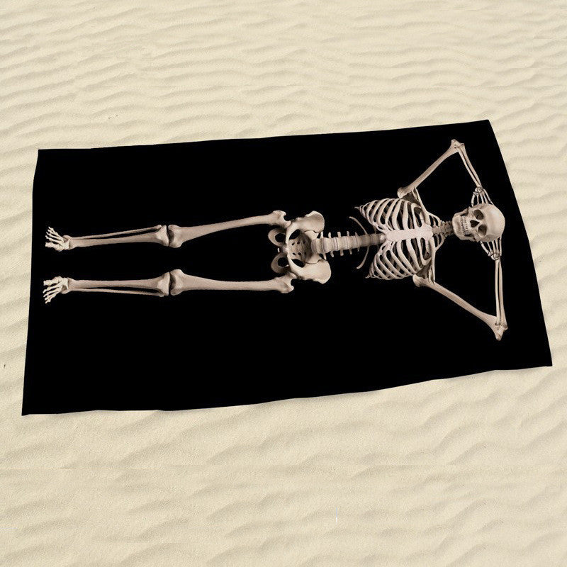 Skull Skeleton 3D Printing Black Bath Towels Microfiber Adults Thick Sport Men/Women Beach Towel Bathroom Outdoor Sport Towels