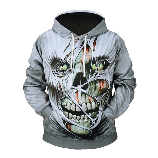 Skull Tearing Face Hoodies 3D Hoodie Sweatshirts Hoody Pullover Autumn Tracksuit Men Women Hooded Tops Homme Jumper Streetwear