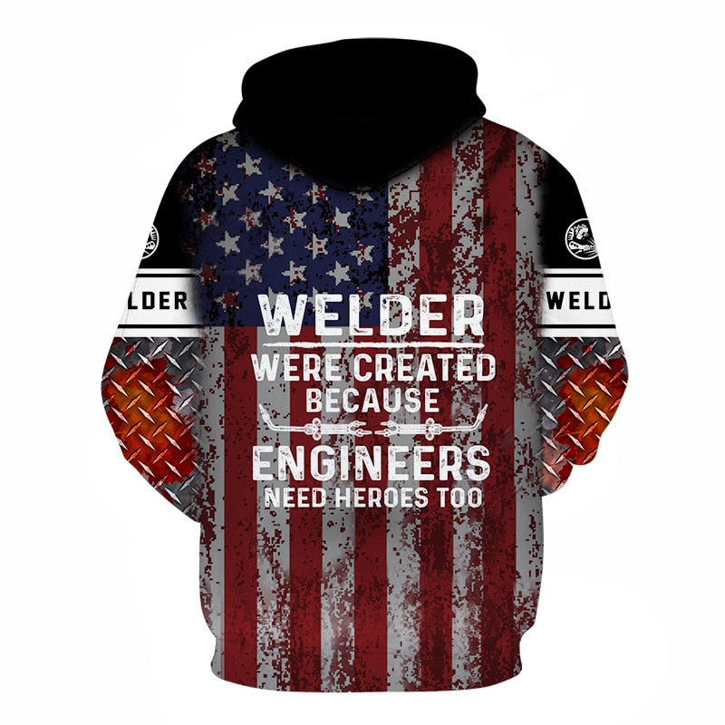 Skull Welder National Flag 3d Hoodies Men/women Sweatshirts