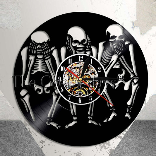 Skulls See No Hear No Speak No Evil Wall Clock