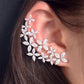 Snowflake Flower Boom Asymmetric Cubic Zirconia Women Engagement Ear Bone Cuff Earrings Stud Party Jewelry