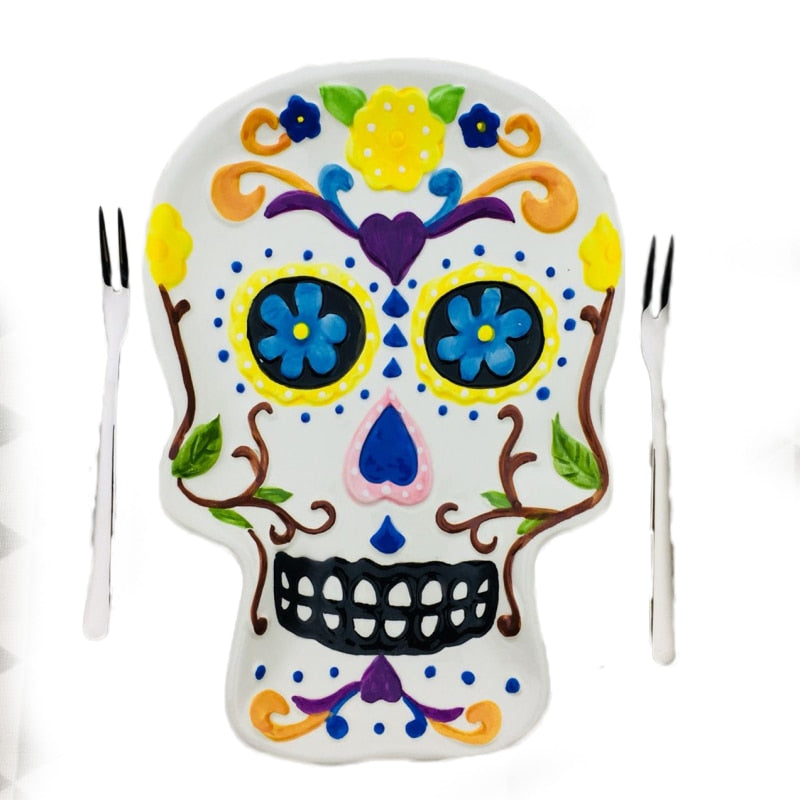 Special Skull Shape Ceramics Plate Cartoon Design Porcelain