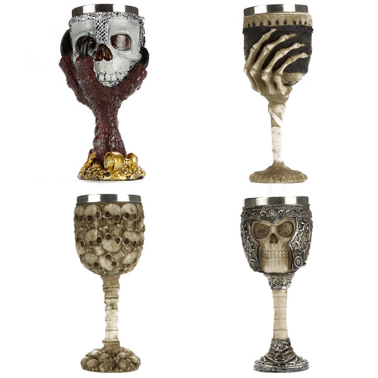 Stainless Steel Gothic Goblet Halloween Party Drinking Glass 3D Skull Skeleton Claw Punk Style Wine Glasses Whiskey Cup