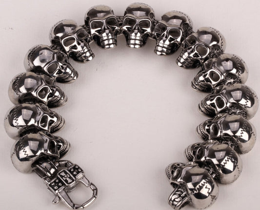 Stainless steel men bracelet skull biker heavy jewelry