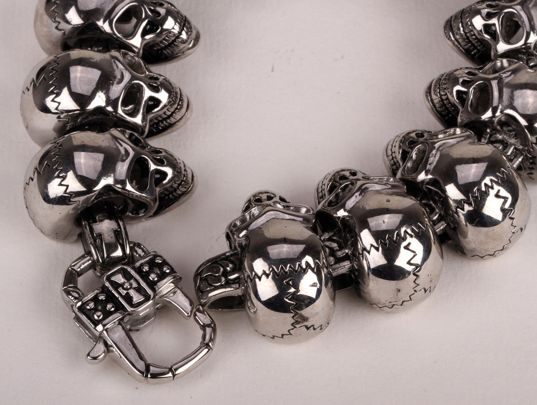 Stainless steel men bracelet skull biker heavy jewelry