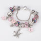 Starfish With Peach Blossom Dangle Charm Bracelets For Women Pink Flower Glass Beads Fit European Bracelet&Bangles DIY Making