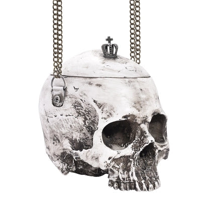 New Unisex Halloween White Skull Bags Women Resin Black Rock Messenger Bag Gothic Retro Crown Cross-Body Shoulder Bags