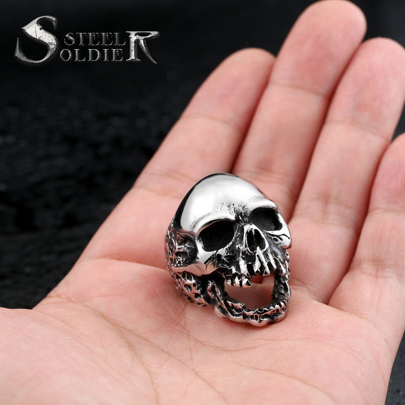 devil punk skull ring stainless steel vintage ring for men titanium steel drop shipping jewelry