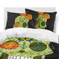 Sugar Skull Bedding Set Green Flowers Print Duvet Cover Set Pillowcase