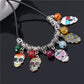 Sugar Skull Pendant Necklace Fashion Punk Colorful Unisex Choker Crystal Beads Jewelry