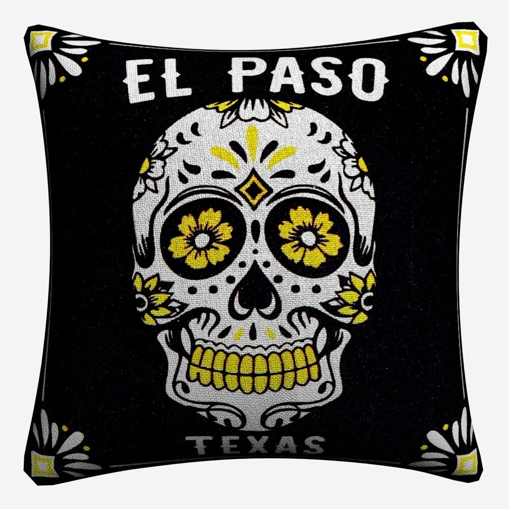 Sugar Skull Psychedelic Mandala Art Decorative Cotton Linen Cushion Cover