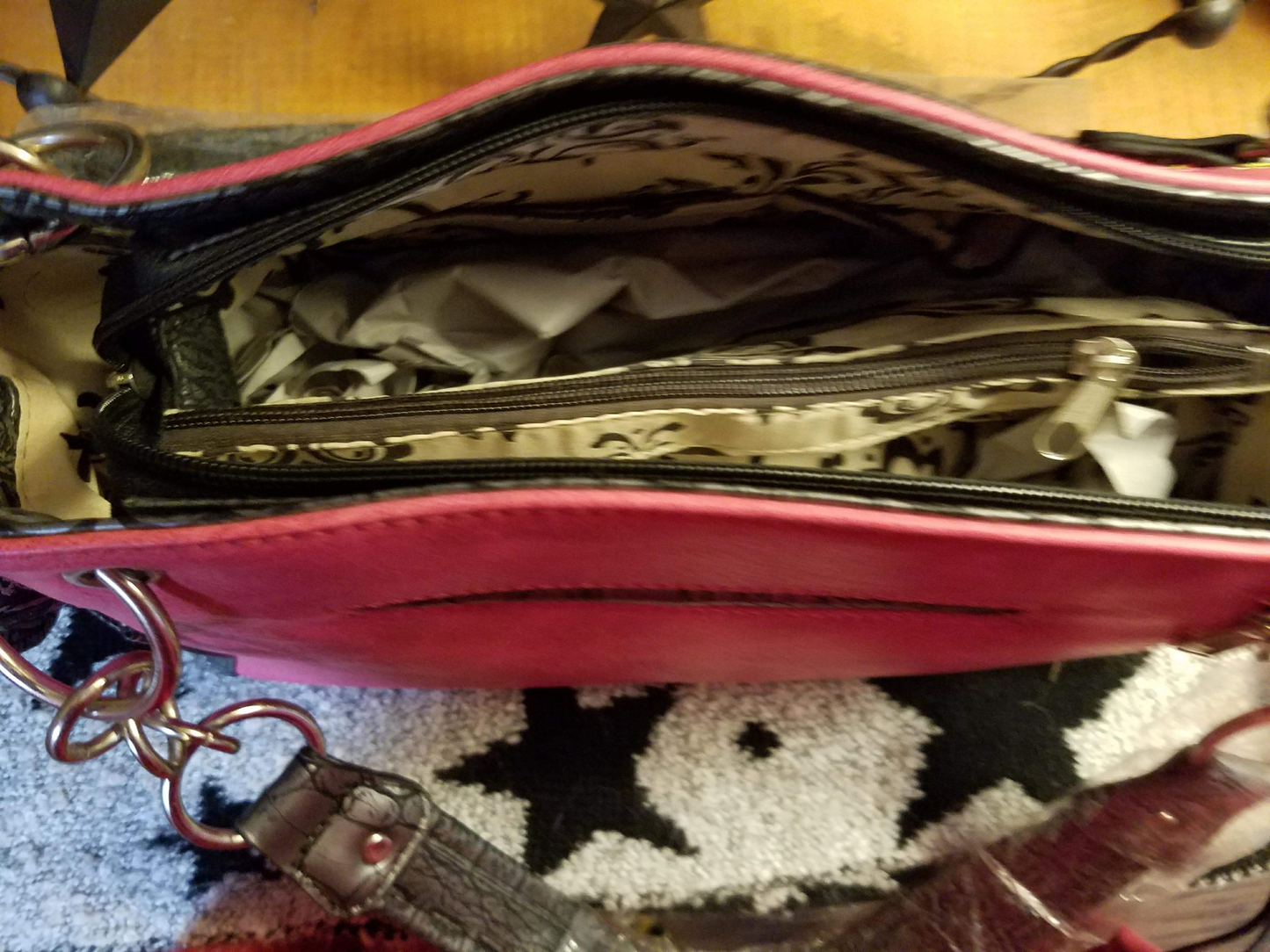 Western Sugar Skull Bling Purse Matching Wallet Pink Black Concealed Carry
