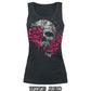 Summer Fashion Women T-Shirt Skull Print Hollow Out T-Shirt O-Neck Sleeveless Sexy Tee Top Plus