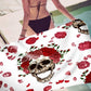 Summer Microfiber Rectangle Beach Towel Rose Flowers Skull