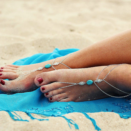 Summer Style Silver Ankle Bracelet For Women Foot Chain Jewelry ,Charm Barefoot Sandals Foot Bracelet Anklets For Women