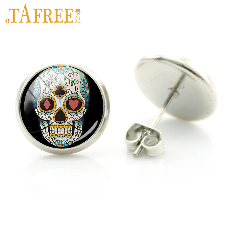 Skeleton Heart Stud Earrings Rock Punk skull earring wholesale price Halloween party fashion Retro for women jewlery A651