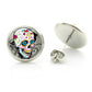 fashion colorful Sugar Skull glass cabochon women stud earrings men women day of the dead jewelry new holiday gifts D1014