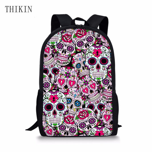 School Bag for Teen Girls Funny Sugar Skull Design Children Bag Pack