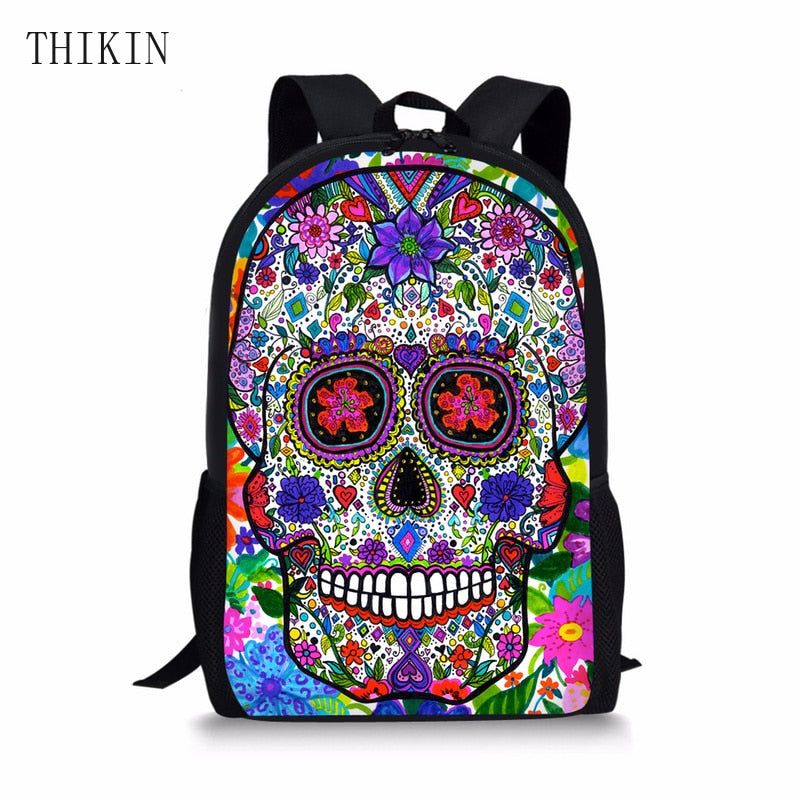 School Bag for Teen Girls Funny Sugar Skull Design Children Bag Pack