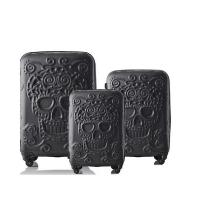 Set 20'' 24 '' 28'' Sugar Skull Travel Suitcase abs hardside trolley luggage