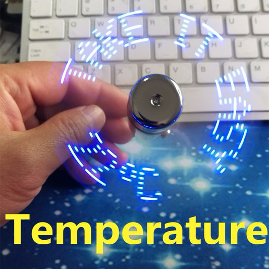 Temperature display USB fans creative gift with LED Light Cool Gadget temperature display dropship