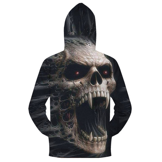 3D Zipper Hoodie Men Zip Hoody Skull Tracksuit Casual Sweatshirt LongSleeve Coat Streatwear Pullover