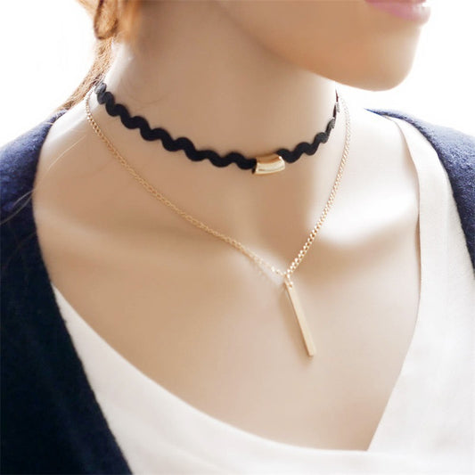 Fashion Jewelry Necklace Choker Alloy Punk Style Sequins Multilayer Chain Pendant Necklace women jewelry Clavicle