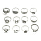 12pcs/Set Bohemia Antique Silver Arrow Elephant Fox Lion Pony Pattern Carved Animal Rings Sets for Women Jewelry 4676