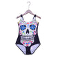 Top saleing Beach Swimwear Skull Printing Digital Backless Swimwear