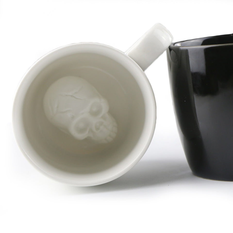 Creative 3D Skull Coffee Mug 300ml Ceramic Porcelain Mug Surprise Gifts Magic Milk Tea Cups Mugs