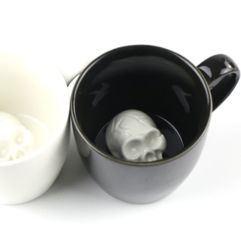 Creative 3D Skull Coffee Mug 300ml Ceramic Porcelain Mug Surprise Gifts Magic Milk Tea Cups Mugs