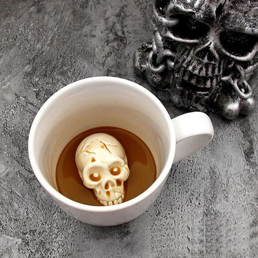 Creative 3D Skull Coffee Mug 300ml Ceramic Porcelain Mug Surprise Gifts Magic Milk Tea Cups Mugs