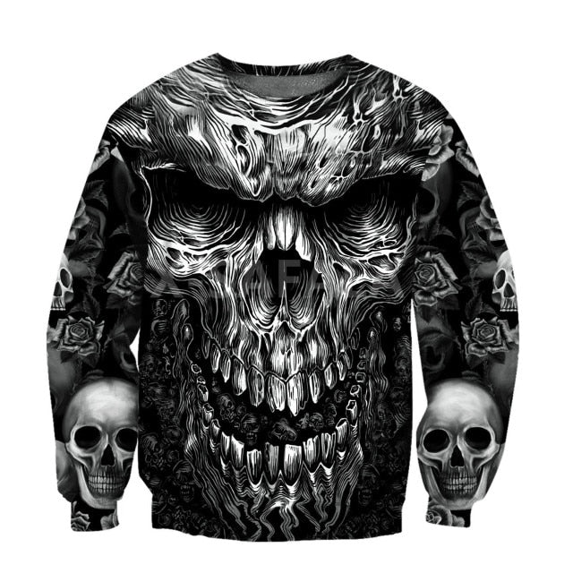 Trippy Black Skull Head 3D Print Spring Autumn Hoodie Man Women Harajuku Outwear Zipper Pullover Sweatshirt Casual Unisex