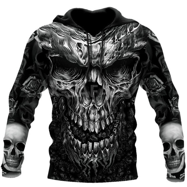 Trippy Black Skull Head 3D Print Spring Autumn Hoodie Man Women Harajuku Outwear Zipper Pullover Sweatshirt Casual Unisex