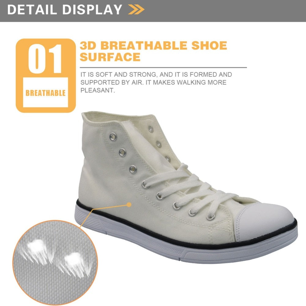 Colorful Sugar Skull Print High Top Canvas Shoes for Women Classic Women Shoes