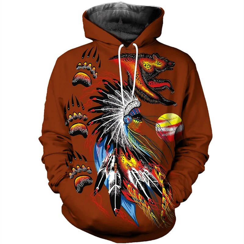 3D Print Men's Hoody Hoodies Indian Skull Dream Catcher Sweatshirt Unisex Casual Hoodie