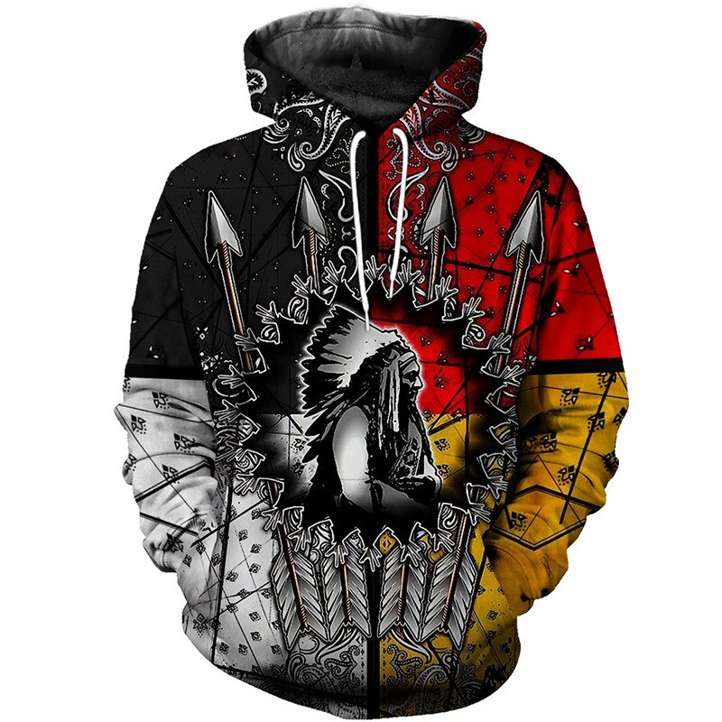 3D Print Men's Hoody Hoodies Indian Skull Dream Catcher Sweatshirt Unisex Casual Hoodie