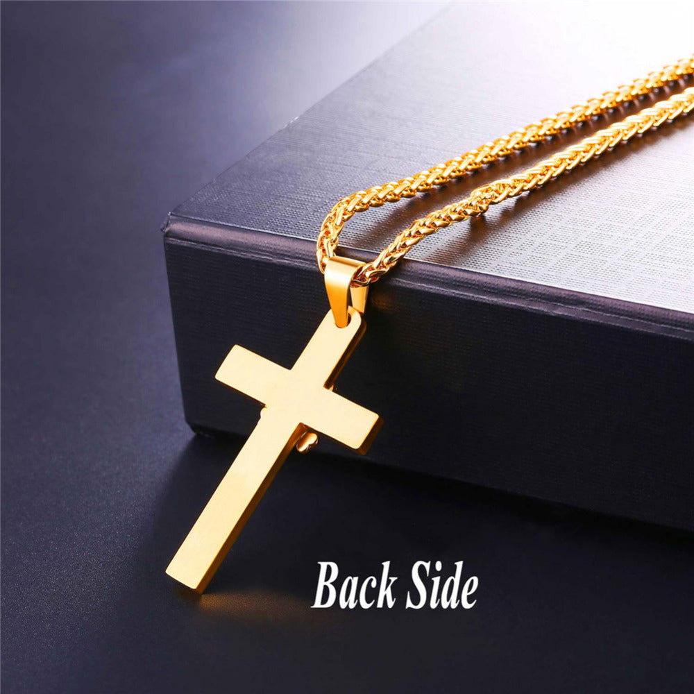 Stainless Steel Skeleton Pirate Cross Pendant & Chain Necklace