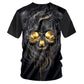 Black Tshirts Men Hip Hop Short Sleeve Crewneck T Shirt Man 3d Cool Print Smoking Skull T-shirts Hip Hop Punk Undershirts
