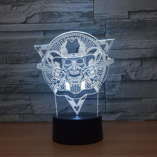 Skull  3d Light FixturesColorful Touch Acrylic Led Night Light 7 color change 3D Lamp