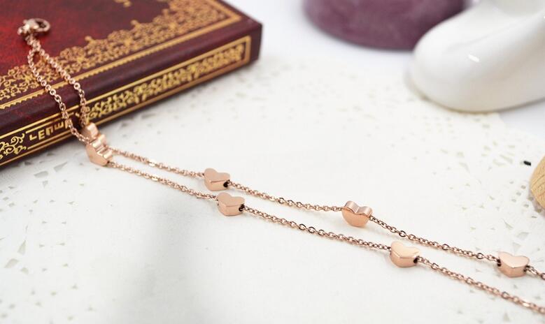 HOT SELL Lover Heart Anklet Foot Jewelry Rose Gold Titanium Steel Fashion Foot Chain Jewelry for Women Wholesale Price