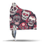 Velvet Plush Warm Hooded Blanket for Adults Red Sugar Skull Printed Floral Sherpa Throw Blanket Gothic Microfiber 150cmx200cm