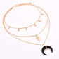 Vintage Gold Color Multilayer Cross Choker Necklace for Women Bohemian Heart Arrow Moon Pendant Necklace Collar Jewelry Gift